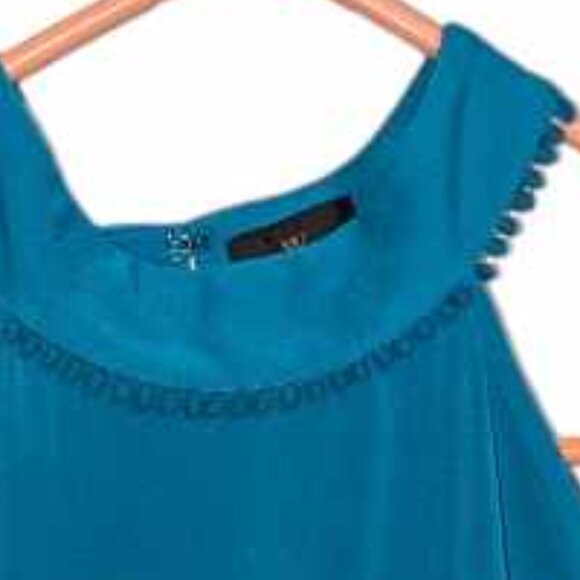 WORTHINGTON women's halter neck top dark teal eyelets embroidery size XL W-138 - Picture 2 of 4